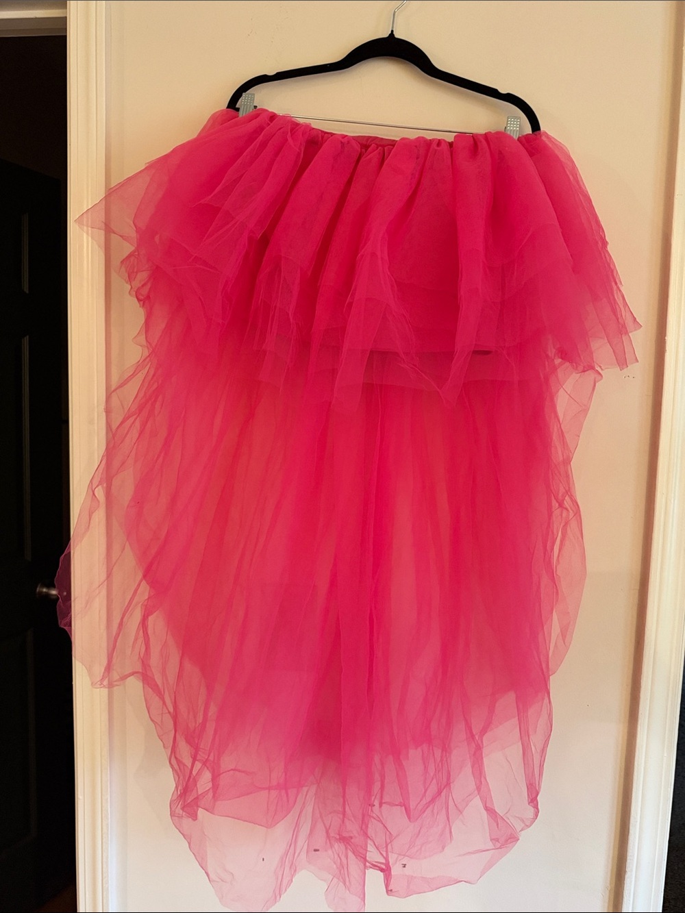 New York & Company Bright Pink Layered High-Low Tulle Skirt